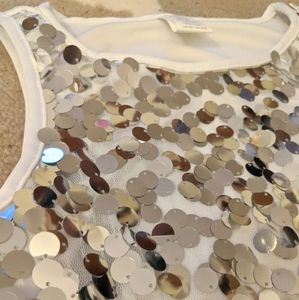 White & silver sequined go-go style dress